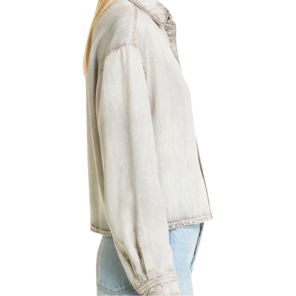 Rag & Bone Charlie liquid crop button down fake denim shirt- size m - Picture 7 of 8